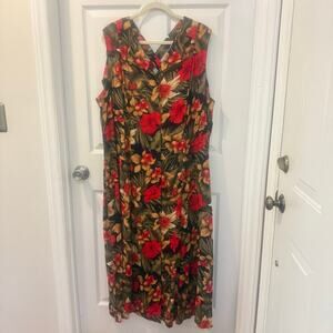 Vintage Megan Lee 22W Hawaiian sleeveless‎ floral maxi dress